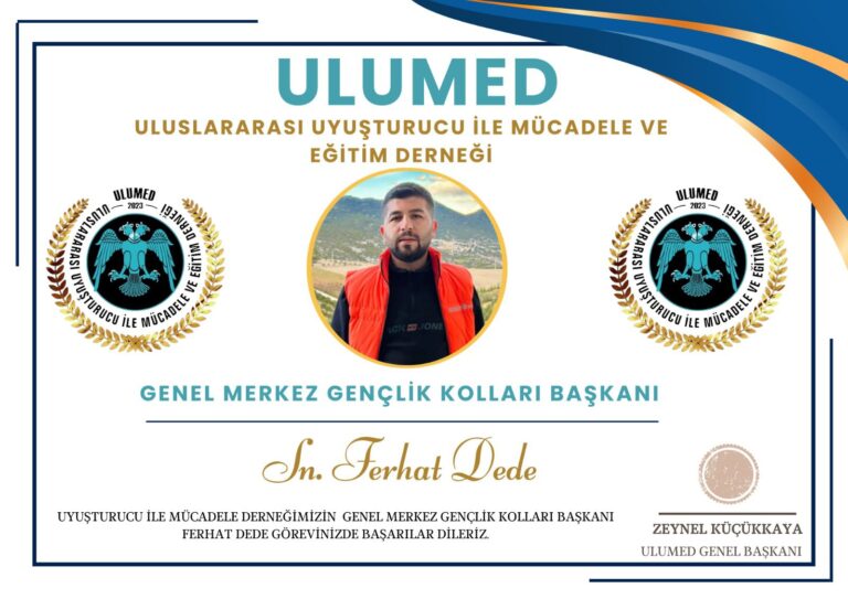 ULUSLARARASI UYUŞTURUCU İLE MÜCADELE DERNEĞİ VE EĞİTİM DERNEĞİ GENEL MERKEZ GENÇLİK KOLLARI BAŞKANI İŞ ADAMI FERHAT DEDE SEÇİLDİ