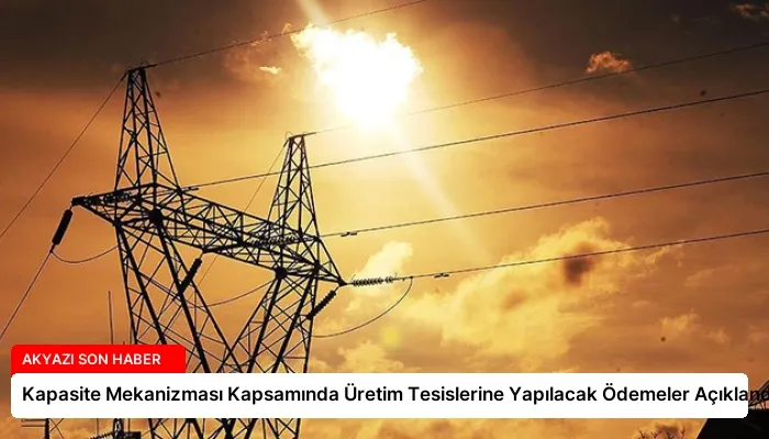Kapasite Mekanizması Kapsamında Üretim Tesislerine Yapılacak Ödemeler Açıklandı